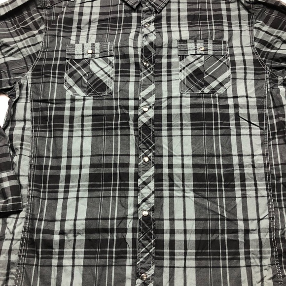 Black Brand Slim Fit Green & Black Plaid Oxford size XXL - Picture 5 of 13